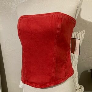 Red Denim Bustier NWT Size 12